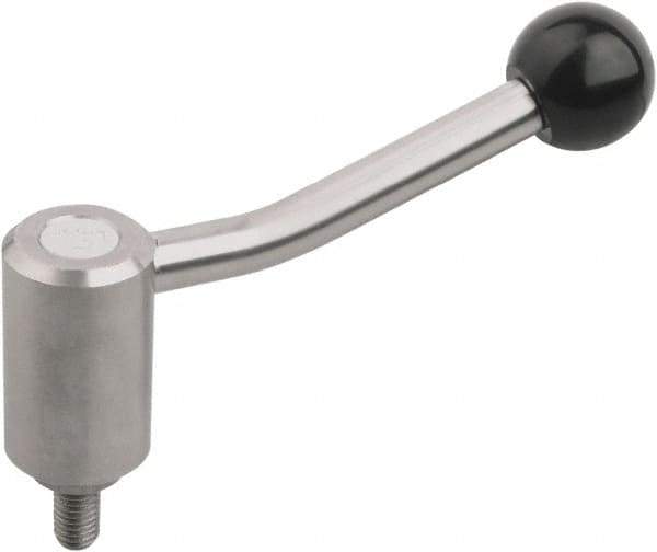 KIPP - 1/2-13, Stainless Steel Threaded Stud Adjustable Clamping Handle - 100mm OAL, 58.5mm High - All Tool & Supply