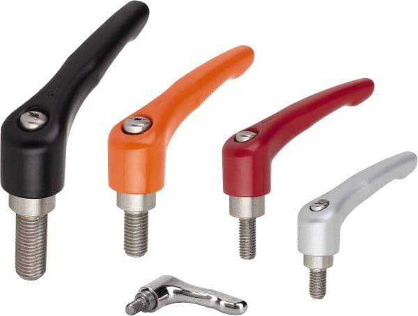 KIPP - 1/4-20, Zinc Threaded Stud Adjustable Clamping Handle - 74.5mm OAL, 45.5mm High - All Tool & Supply