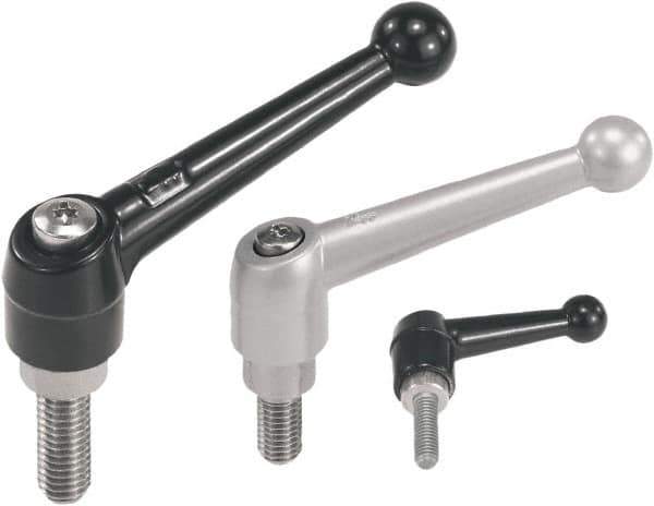 KIPP - 3/8-16, Zinc Threaded Stud Adjustable Clamping Handle - 90mm OAL, 61.5mm High - All Tool & Supply