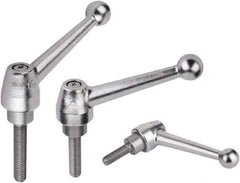 KIPP - M16, Steel Threaded Stud Adjustable Clamping Handle - 2.3622" Thread Length, Silver Handle with Threaded Stud - All Tool & Supply