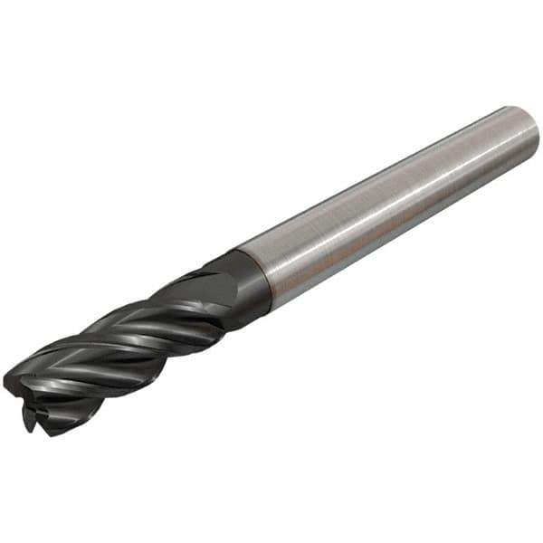 Iscar - 4 Flute Solid Carbide Roughing & Finishing Corner Chamfer End Mill - TiAlN Finish, Straight Shank, 38° Helix, Non-Centercutting, Regular Length - All Tool & Supply