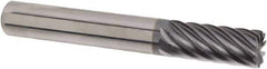 Iscar - 10 Flute Solid Carbide Roughing & Finishing Corner Chamfer End Mill - TiAlN Finish, Straight Shank, 35° Helix, Non-Centercutting, Regular Length - All Tool & Supply