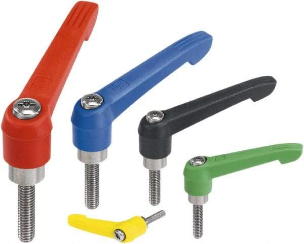 KIPP - #10-32, Fiberglass Reinforced Plastic Threaded Stud Adjustable Clamping Handle - 47mm OAL, 33.5mm High - All Tool & Supply