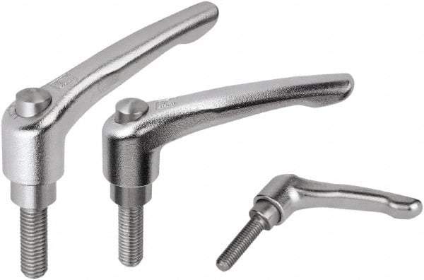 KIPP - M6, Stainless Steel Threaded Stud Adjustable Clamping Handle - 74.5mm OAL, 45.5mm High - All Tool & Supply