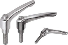 KIPP - 1/4-20, Stainless Steel Threaded Stud Adjustable Clamping Handle - 74.5mm OAL, 45.5mm High - All Tool & Supply