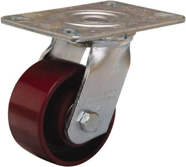 Hamilton - 4" Diam x 2" Wide x 5-5/8" OAH Top Plate Mount Swivel Caster - Cast Iron, 900 Lb Capacity, Sealed Precision Ball Bearing, 4-1/2 x 6-1/4" Plate - All Tool & Supply