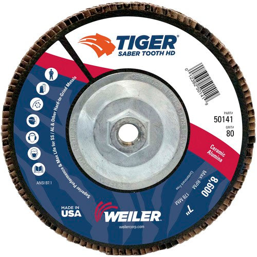 7″ Saber Tooth High Density Ceramic Abrasive, 80C, 5/8″-11 UNC Nut - All Tool & Supply