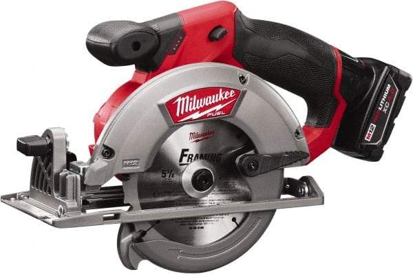 Milwaukee Tool - 12 Volt, 5-3/8" Blade, Cordless Circular Saw - 3,600 RPM, 1 Lithium-Ion Battery Included - All Tool & Supply