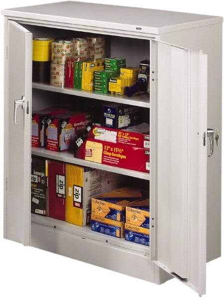 Tennsco - 3 Shelf Locking Storage Cabinet - Steel, 36" Wide x 18" Deep x 42" High, Light Gray - All Tool & Supply