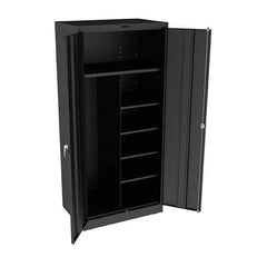 Tennsco - 6 Shelf Combination Storage Cabinet - Steel, 36" Wide x 24" Deep x 78" High, Black - All Tool & Supply