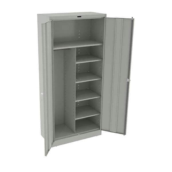 Tennsco - 6 Shelf Combination Storage Cabinet - Steel, 36" Wide x 18" Deep x 78" High, Light Gray - All Tool & Supply