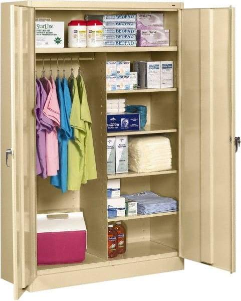 Tennsco - 6 Shelf Locking Storage Cabinet - Steel, 48" Wide x 24" Deep x 78" High, Sand - All Tool & Supply