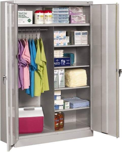 Tennsco - 6 Shelf Locking Storage Cabinet - Steel, 48" Wide x 24" Deep x 78" High, Light Gray - All Tool & Supply