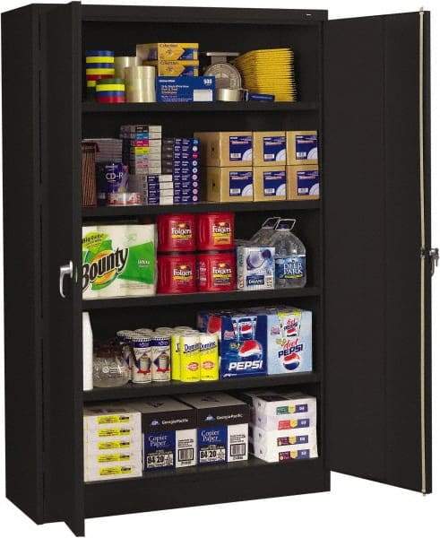 Tennsco - 5 Shelf Locking Storage Cabinet - Steel, 48" Wide x 24" Deep x 78" High, Black - All Tool & Supply