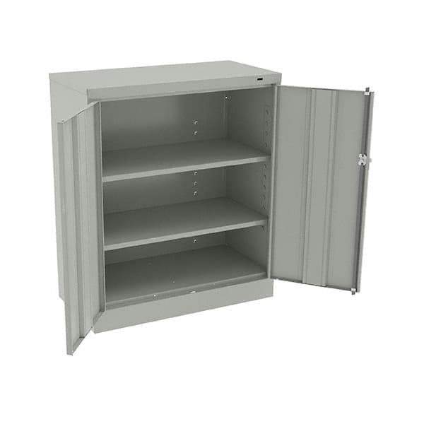 Tennsco - 3 Shelf Locking Storage Cabinet - Steel, 36" Wide x 18" Deep x 42" High, Light Gray - All Tool & Supply