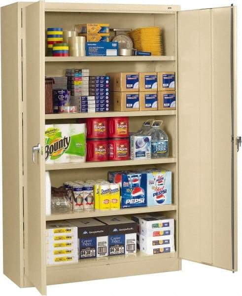 Tennsco - 5 Shelf Locking Storage Cabinet - Steel, 48" Wide x 18" Deep x 78" High, Champagne/Putty - All Tool & Supply