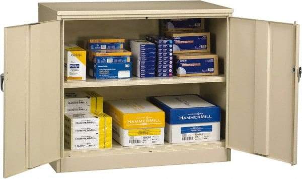 Tennsco - 2 Shelf Locking Storage Cabinet - Steel, 48" Wide x 24" Deep x 42" High, Champagne/Putty - All Tool & Supply