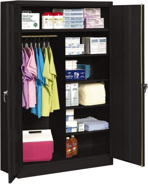 Tennsco - 6 Shelf Wardrobe Storage Cabinet - Steel, 48" Wide x 18" Deep x 78" High, Black - All Tool & Supply