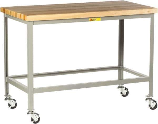 Little Giant - Butcher Block Top - Fixed Leg, Gray, 24" Deep - All Tool & Supply