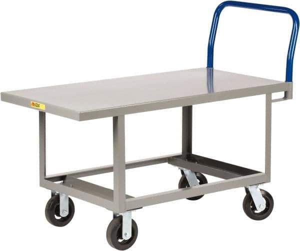 Little Giant - 2,000 Lb Capacity Steel 6-Wheeled Platform Truck - Steel Deck, 30" OAW, 48" Platform Length, Mold On Rubber Casters - All Tool & Supply