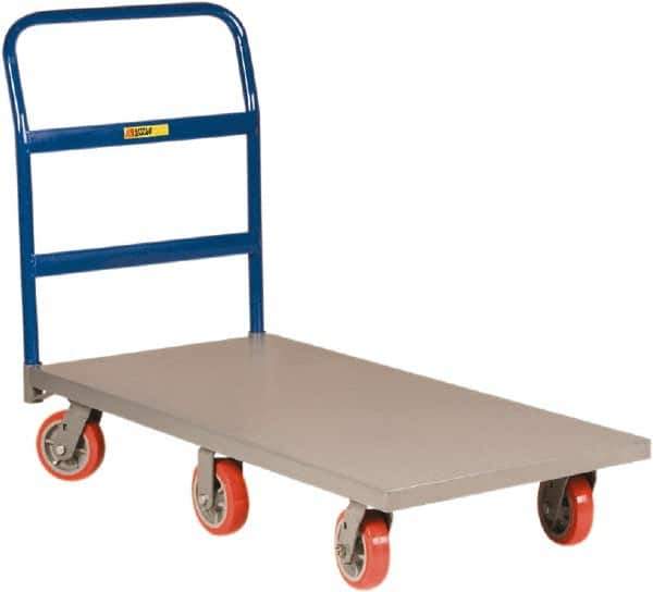 Little Giant - 3,600 Lb Capacity Steel 6-Wheeled Platform Truck - Steel Deck, 24" OAW, 60" Platform Length, Polyurethane Casters - All Tool & Supply