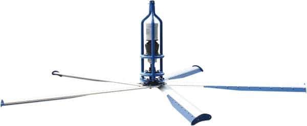 Patterson Fan - 5 Blades, 8' Blade Length, 67,178 CFM High Performance Industrial Ceiling Fan - 110 RPM, 460V, 1.8 Amps, Blue & Silver - All Tool & Supply