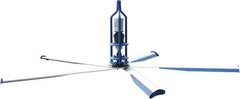 Patterson Fan - 5 Blades, 16' Blade Length, 186,692 CFM High Performance Industrial Ceiling Fan - 59 RPM, 220V, Blue & Silver - All Tool & Supply