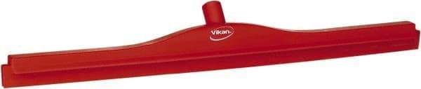 Vikan - 27.6" Polypropylene Blade Floor Squeegee Frame - Threaded End, Double Edge, Red, Polypropylene Holder - All Tool & Supply