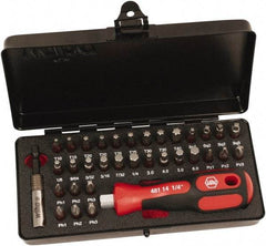 Wiha - Bit Set - 1/8 to 7/32" Hex, #1 to #3, 1/4" Drive, Phillips, Hex, Torx, Square, Pozidriv Point - All Tool & Supply