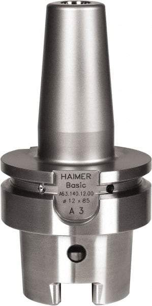 HAIMER - 1/2" Hole Diam, HSK63A Taper Shank Shrink Fit Tool Holder & Adapter - 3" Projection, 24mm Nose Diam, 47mm Clamping Depth, 25,000 RPM - Exact Industrial Supply