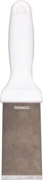 Remco - Stiff Stainless Steel Beveled Scraper - 1-1/2" Blade Width x 3-1/2" Blade Length, 5-13/32" Long Ergonomic Polypropylene Handle - All Tool & Supply