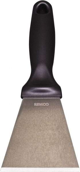 Remco - Stiff Stainless Steel Beveled Scraper - 3" Blade Width x 3-1/2" Blade Length, 5-13/32" Long Ergonomic Polypropylene Handle - All Tool & Supply