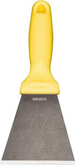 Remco - Stiff Stainless Steel Beveled Scraper - 3" Blade Width x 3-1/2" Blade Length, 5-13/32" Long Ergonomic Polypropylene Handle - All Tool & Supply