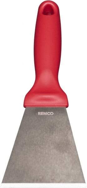 Remco - Stiff Stainless Steel Beveled Scraper - 3" Blade Width x 3-1/2" Blade Length, 5-13/32" Long Ergonomic Polypropylene Handle - All Tool & Supply