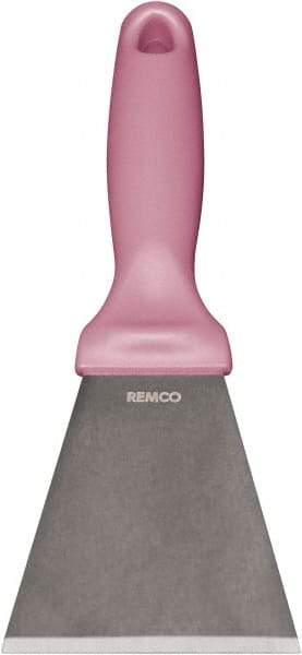 Remco - Stiff Stainless Steel Beveled Scraper - 1-1/2" Blade Width x 3-1/2" Blade Length, 5-13/32" Long Ergonomic Polypropylene Handle - All Tool & Supply