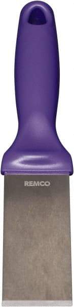 Remco - Stiff Stainless Steel Beveled Scraper - 1-1/2" Blade Width x 3-1/2" Blade Length, 5-13/32" Long Ergonomic Polypropylene Handle - All Tool & Supply