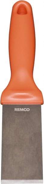 Remco - Stiff Stainless Steel Beveled Scraper - 1-1/2" Blade Width x 3-1/2" Blade Length, 5-13/32" Long Ergonomic Polypropylene Handle - All Tool & Supply