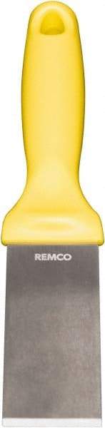 Remco - Stiff Stainless Steel Beveled Scraper - 1-1/2" Blade Width x 3-1/2" Blade Length, 5-13/32" Long Ergonomic Polypropylene Handle - All Tool & Supply