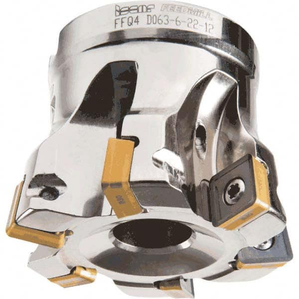 Indexable High-Feed Face Mills; Cutting Diameter (mm): 54.2; Cutting Diameter (Decimal Inch): 2.136; Minimum Cutting Diameter: 2.136 in; Maximum Cutting Diameter: 3 in; Maximum Depth of Cut (mm): 1.5; Maximum Depth of Cut (Decimal Inch): 0.059; Arbor Hole