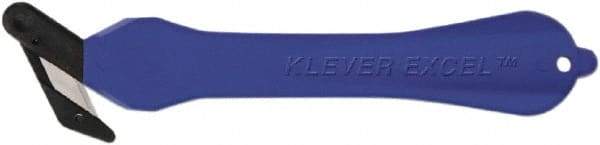 Klever Innovations - Fixed Safety Cutter - 1-1/4" Carbon Steel Blade, Blue Plastic Handle, 1 Blade Included - All Tool & Supply