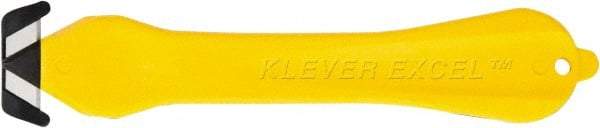 Klever Innovations - Fixed Safety Cutter - 1-1/4" Carbon Steel Blade, Yellow Plastic Handle, 1 Blade Included - All Tool & Supply