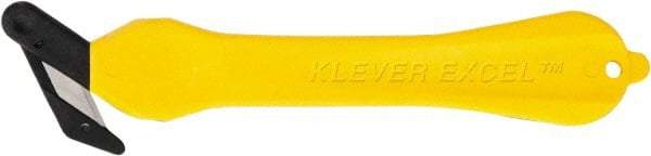 Klever Innovations - Fixed Safety Cutter - 1-1/4" Carbon Steel Blade, Yellow Plastic Handle, 1 Blade Included - All Tool & Supply