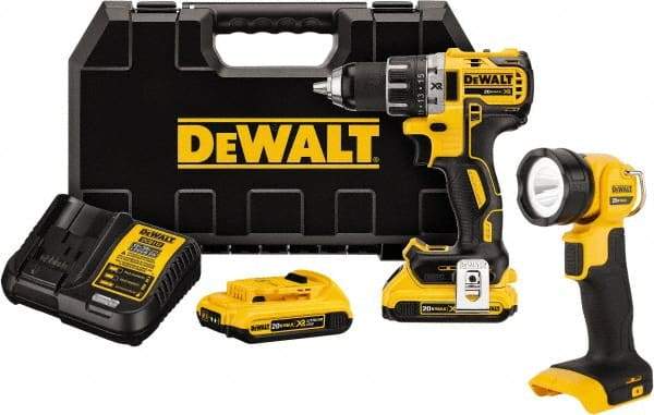 DeWALT - 20 Volt 1/2" Chuck Mid-Handle Cordless Drill - 0-500 & 0-2000 RPM, Keyless Chuck, Reversible, 2 Lithium-Ion Batteries Included - All Tool & Supply