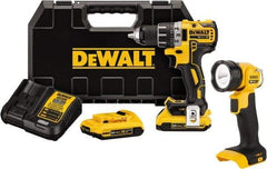 DeWALT - 20 Volt 1/2" Chuck Mid-Handle Cordless Drill - 0-500 & 0-2000 RPM, Keyless Chuck, Reversible, 2 Lithium-Ion Batteries Included - All Tool & Supply