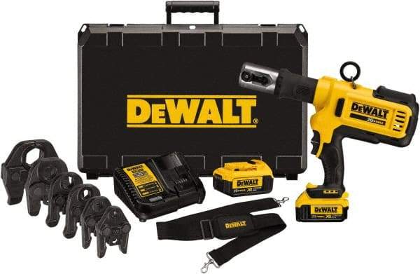 DeWALT - 4 Ton Electric Crimper - Includes DCE200, (2) DCB204, DCE115, Shoulder Strap, (5) 1/2 - 2" Crimping Heads, Kit Box - All Tool & Supply