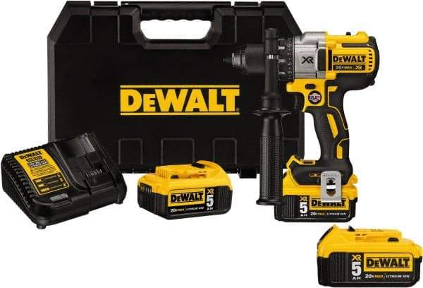 DeWALT - 20 Volt 1/2" Chuck Pistol Grip Handle Cordless Drill - 0-2000 RPM, Keyless Chuck, Reversible, 2 Lithium-Ion Batteries Included - All Tool & Supply