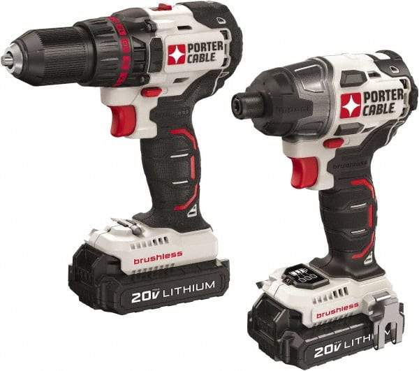 Porter-Cable - 20 Volt Cordless Tool Combination Kit - Includes 1/2" Brushless Drill/Driver & 1/4" Brushless Impact Driver, Lithium-Ion Battery Included - All Tool & Supply