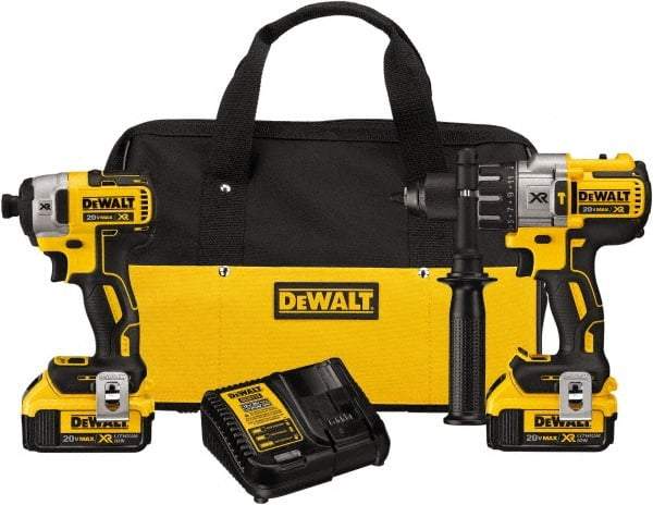 DeWALT - 20 Volt Cordless Tool Combination Kit - Includes 1/2" Brushless Hammerdrill & 1/4" Brushless Compact Impact Driver, Lithium-Ion Battery Included - All Tool & Supply