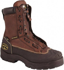 OLIVER - Men's Size 8.5 Wide Width Steel Work Boot - Brown, Leather Upper, Rubber Outsole, 8" High, Lace-Up - All Tool & Supply