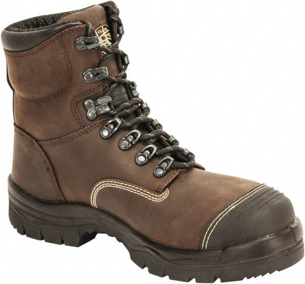 OLIVER - Men's Size 7 Wide Width Steel Work Boot - Brown, Leather Upper, Polyurethane/Rubber Outsole, 6" High, Lace-Up - All Tool & Supply